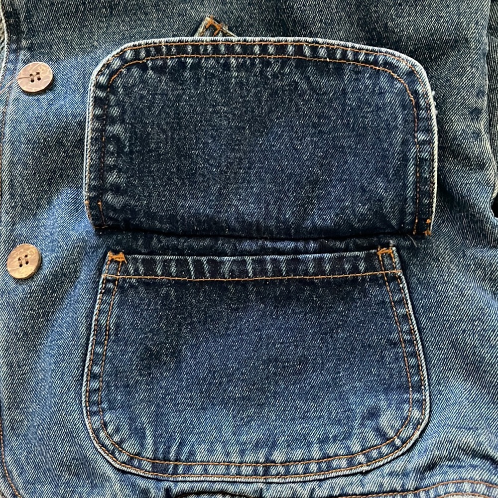 Blue Denim Jean Jacket with Tan Collar - Picture 5 of 14